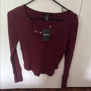 Forever 21 Red Polo Collar Fitted